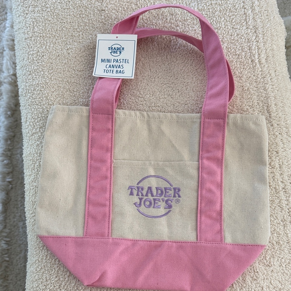 Pink and Cream Canvas Tote Bag